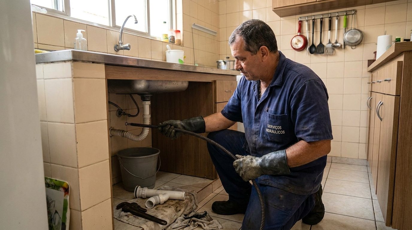 Desentupimento de Pia com Ferramenta em Santo André‑SP